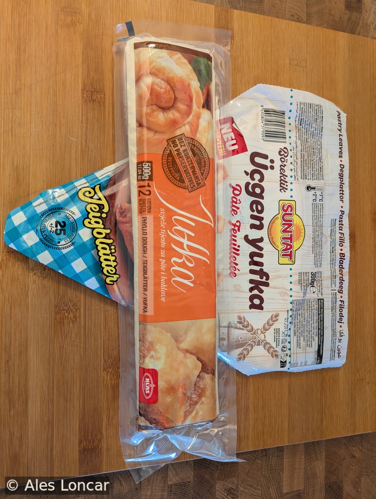 Two variants of ready-made filo dough