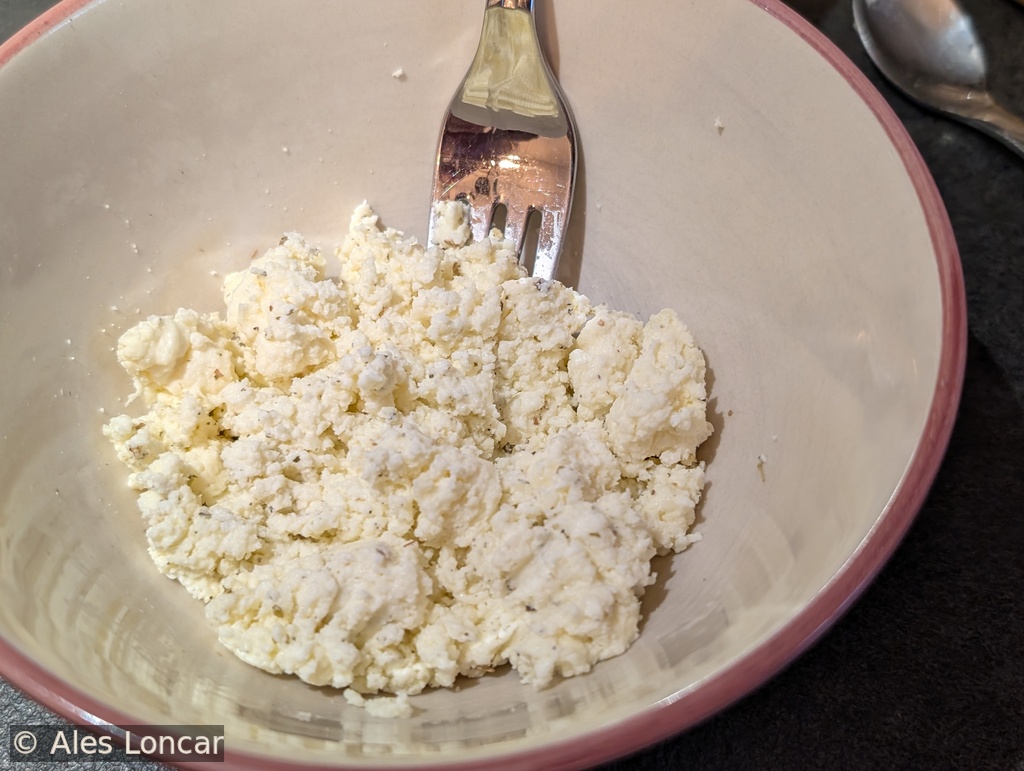 Seasoned with salt and black pepper, mashed with a fork. Ready to eat as is or bake into a fresh focaccia.
