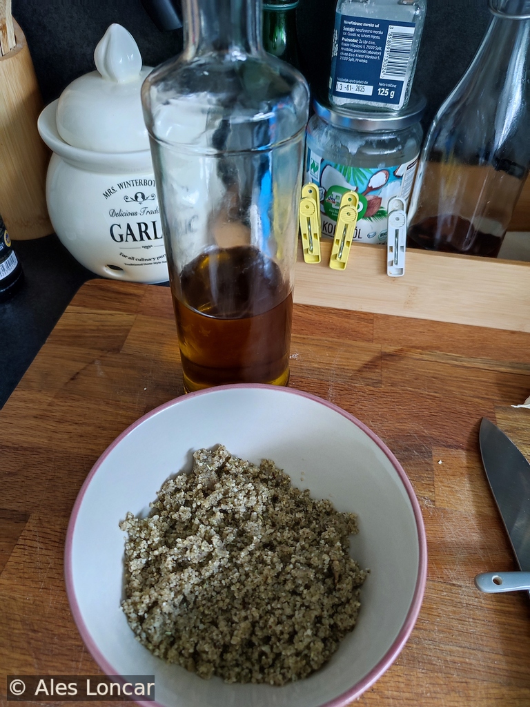 The secret is in the prep. Hand-blended Mediterranean pesto ready to bring skewers to life.