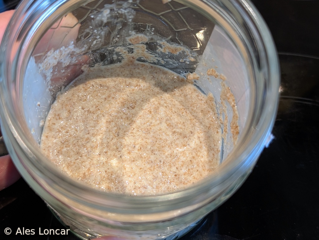 Day 2 sourdough starter feeding